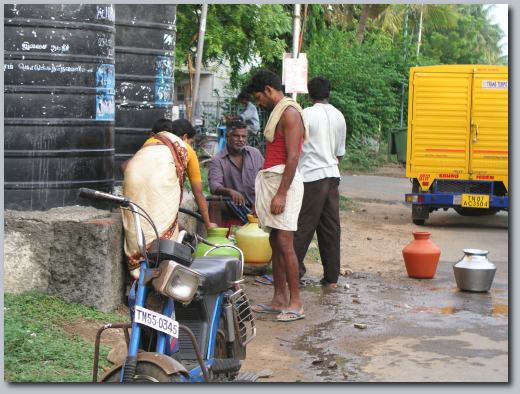 Collecting water.