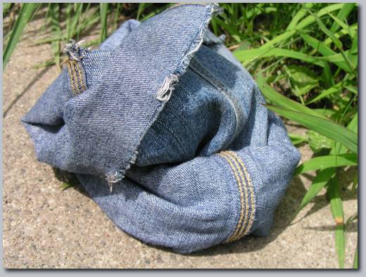 Cut up jeans.