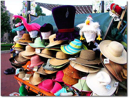 Hats on street