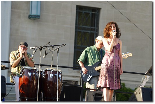 A lady singing.